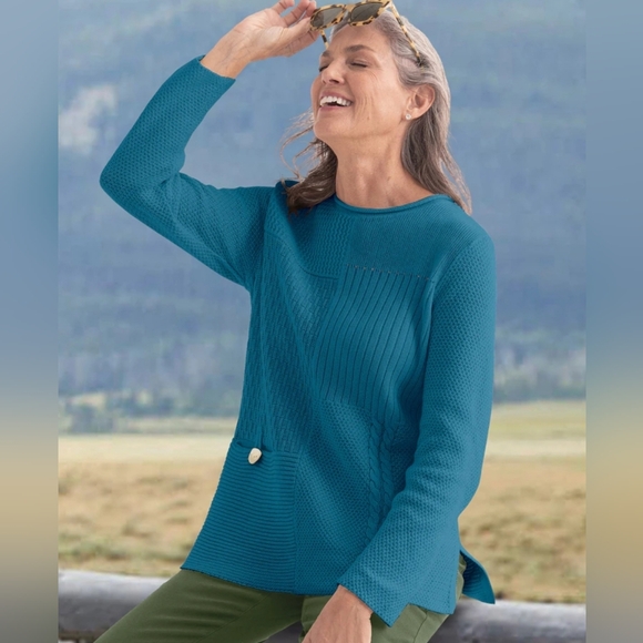 NWT womens appleseeds sweater Mixed-Stitch Cotton Rollneck Sweater - Picture 1 of 11
